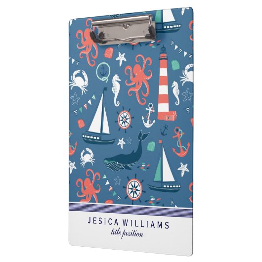 Cute Colorful Nautical Pattern Klembord (Links)