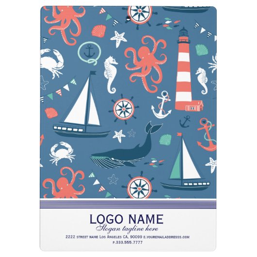 Cute Colorful Nautical Pattern Klembord (Achterkant)