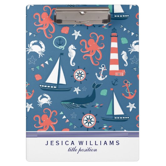 Cute Colorful Nautical Pattern Klembord (Voorkant)