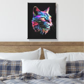 Cute Colorful Neon Cat Canvas Afdruk (Insitu (Slaapkamer))
