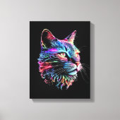 Cute Colorful Neon Cat Canvas Afdruk (Voorkant)