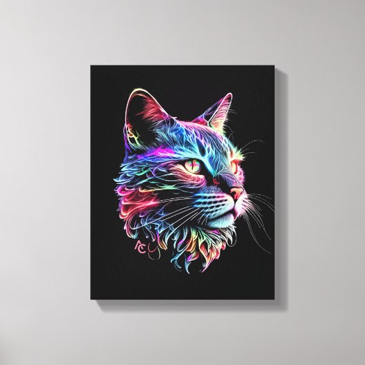 Cute Colorful Neon Cat Canvas Afdruk (Voorkant)