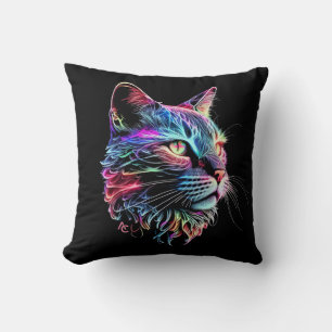 Cute Colorful Neon Cat Kussen