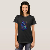 Cute Colorful Neon Cat T-shirt (Voorkant volledig)
