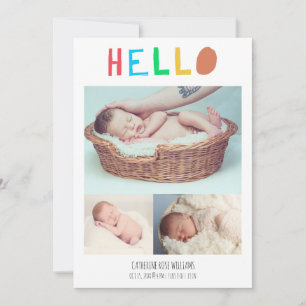 Cute Colorful Newborn Welkom Hallo Baby Aankondiging