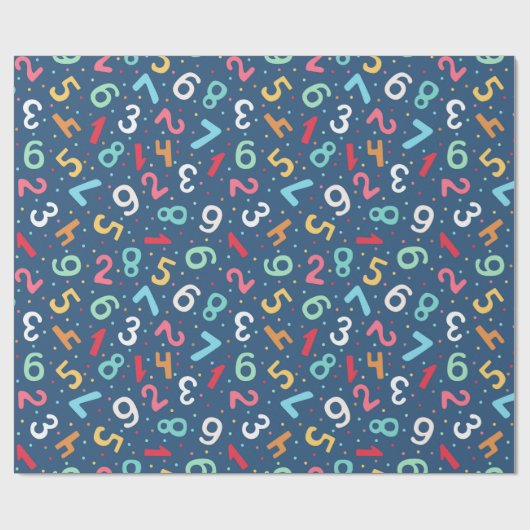 Cute Colorful Numbers Pattern Blue Kinder Cadeaupapier (Vlak)