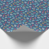 Cute Colorful Numbers Pattern Blue Kinder Cadeaupapier (Hoek)