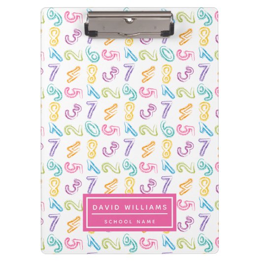 Cute Colorful Numbers Pattern Kids Name Klembord (Voorkant)
