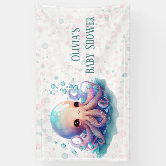 Cute Colorful Octopus Baby shower Custom Spandoek (Verticaal)