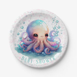 Cute Colorful Octopus Baby shower Papieren Bordje