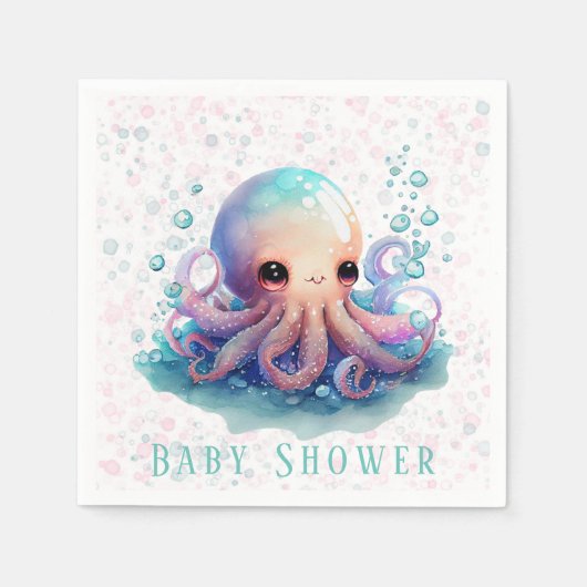 Cute Colorful Octopus Baby shower Servet (Voorkant)