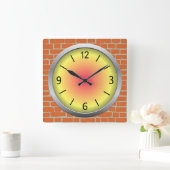 Cute & Colorful on Bricks Vierkante Klok (Huis)