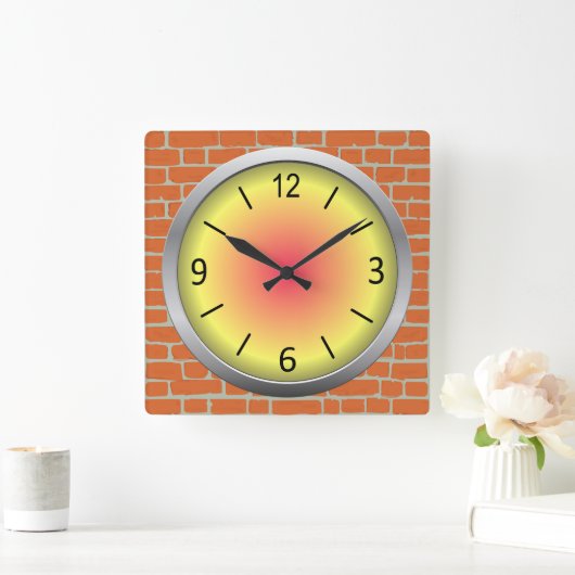 Cute & Colorful on Bricks Vierkante Klok (Huis)