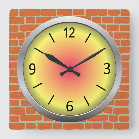 Cute & Colorful on Bricks Vierkante Klok (Voorkant)