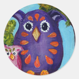 Cute Colorful Owls for the Owl Lovers Ronde Sticker