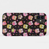 Cute Colorful Owls iPhone Case (zwart) (Achterkant (horizontaal))