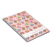 Cute Colorful Owls Notebook (roos) Notitieboek (Rechterzijde)