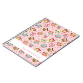 Cute Colorful Owls Notebook (roos) Notitieboek (Linkerzijde)