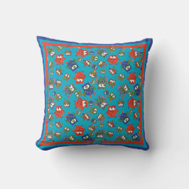 Cute Colorful Owls Red, Blue, Green on Turquoise Kussen