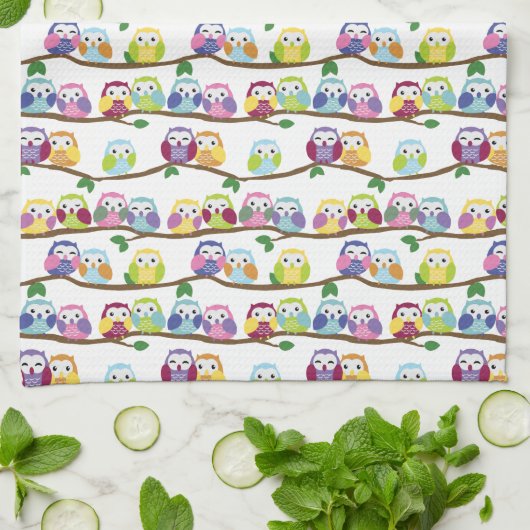 Cute Colorful Ownership on the Branch Theedoek (Gevouwen)