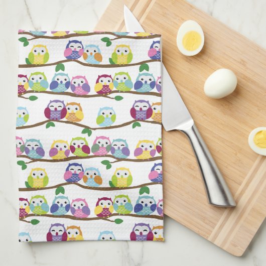 Cute Colorful Ownership on the Branch Theedoek (Quarter Fold)