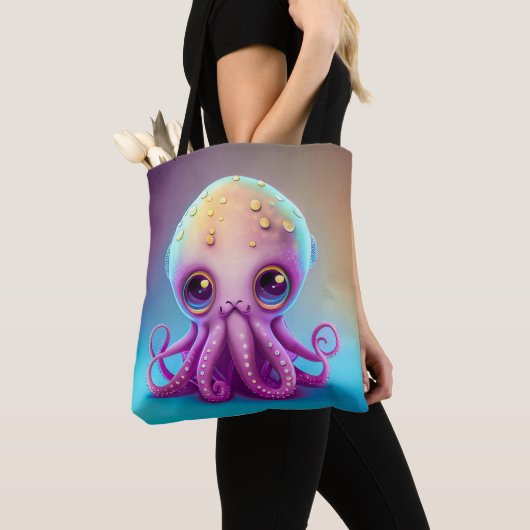 Cute Colorful Paars Octopus Alien Artwork | Tote Bag (Dichtbij)