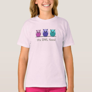 Cute Colorful Paars Pink Blauwgroen Cartoon Owners T-shirt