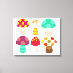 Cute colorful paddenstoelen canvas afdruk