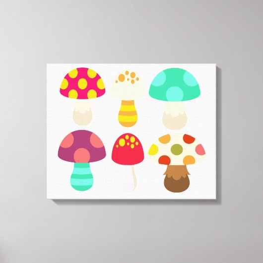 Cute colorful paddenstoelen canvas afdruk (Voorkant)