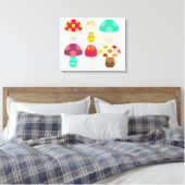 Cute colorful paddenstoelen canvas afdruk (Insitu (Slaapkamer))