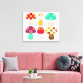 Cute colorful paddenstoelen canvas afdruk (Insitu (Woonkamer))