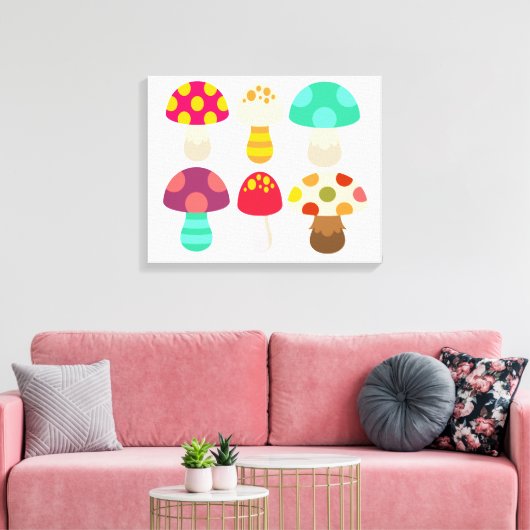 Cute colorful paddenstoelen canvas afdruk (Insitu (Woonkamer))