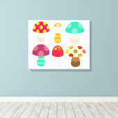 Cute colorful paddenstoelen canvas afdruk (Insitu (Houten vloer))