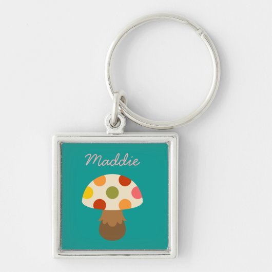 Cute colorful paddenstoelen, gepersonaliseerde naa sleutelhanger (Voorkant)