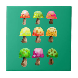 Cute colorful paddenstoelen keramisch tegels tegeltje
