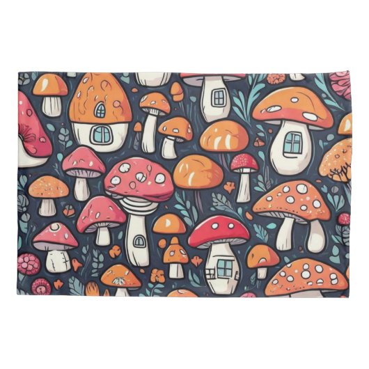 Cute colorful paddenstoelen kussensloop (Achterkant)