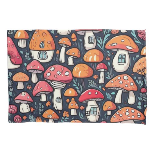 Cute colorful paddenstoelen kussensloop (Voorkant)