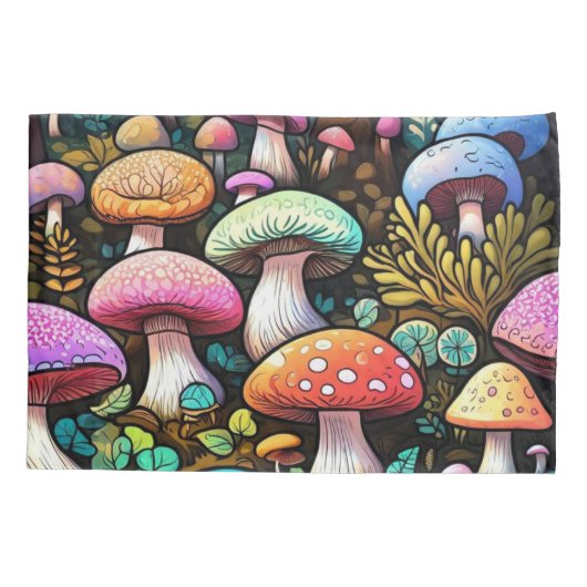 Cute colorful paddenstoelen kussensloop (Achterkant)