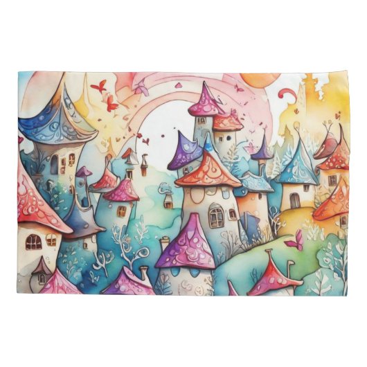 Cute colorful paddenstoelen kussensloop (Achterkant)