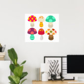Cute colorful paddenstoelen poster (Thuiskantoor)
