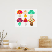 Cute colorful paddenstoelen poster (Keuken)