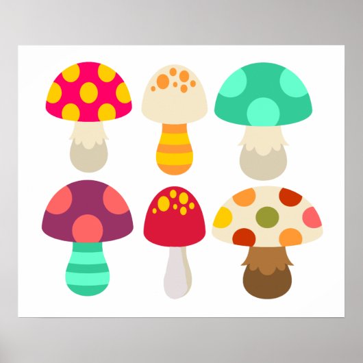 Cute colorful paddenstoelen poster (Voorkant)