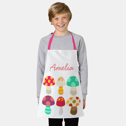 Cute colorful paddenstoelen schort (Gedragen)