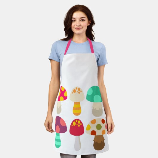 Cute colorful paddenstoelen schort (Gedragen)