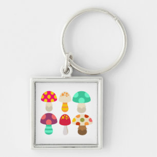 Cute colorful paddenstoelen sleutelhanger