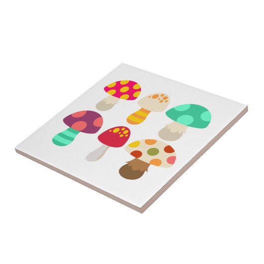 Cute colorful paddenstoelen tegeltje (Zijkant)