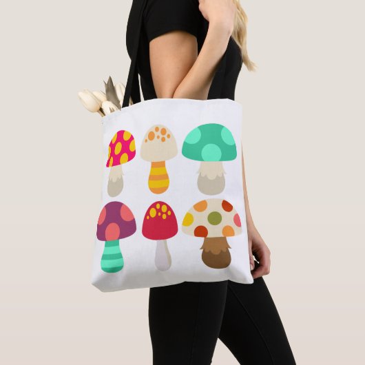 Cute colorful paddenstoelen tote bag (Dichtbij)