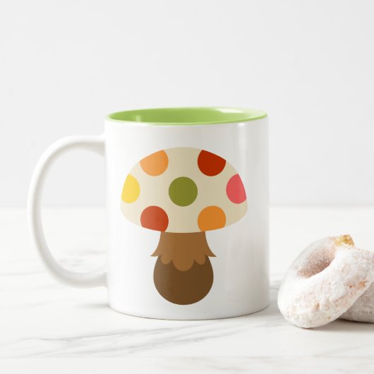 Cute colorful paddenstoelen Two-Tone koffiekoffie- Tweekleurige Koffiemok (Met donut)