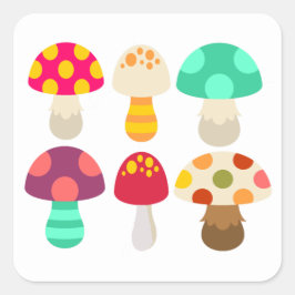 Cute colorful paddenstoelen vierkante sticker