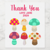 Cute colorful paddenstoelen wijn etiket (Enkel label)